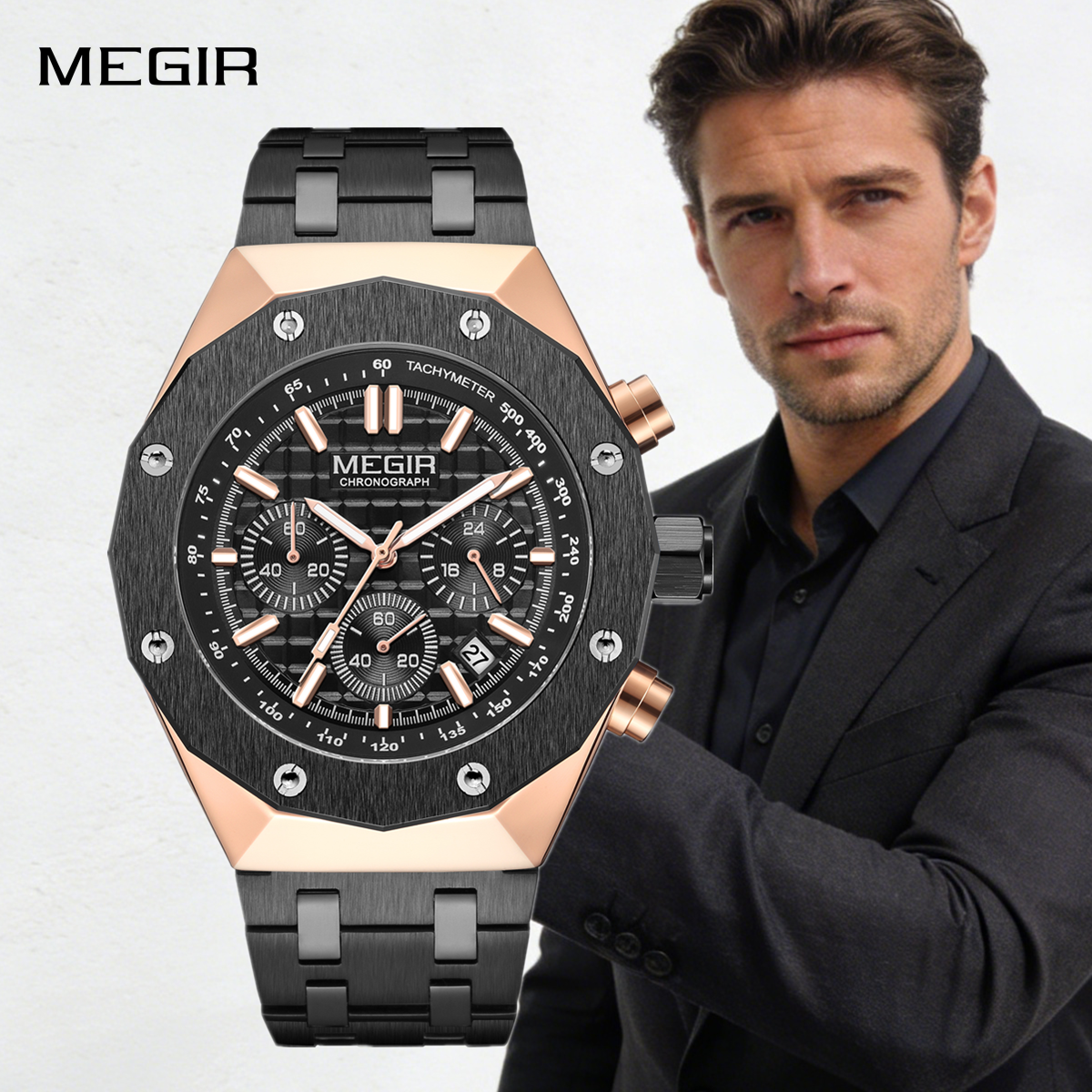 Smartwatch Watches For Men Digital - MEGIR Chronograph Luxury Men Sports Quartz