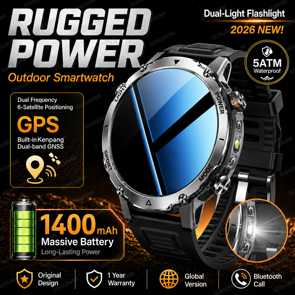 2026 New Rugged Power Smart Wa - Smartwatch Rugged Watches For Men review and price