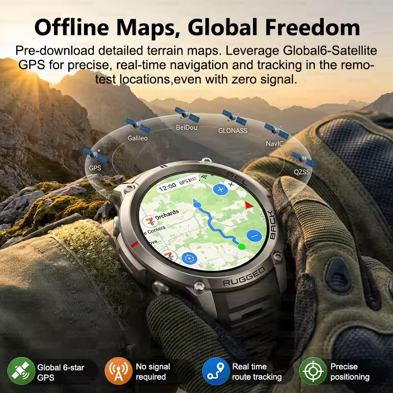 NEW Rugged Military GPS Offlin - Smartwatch Rugged Watches For Men review and price