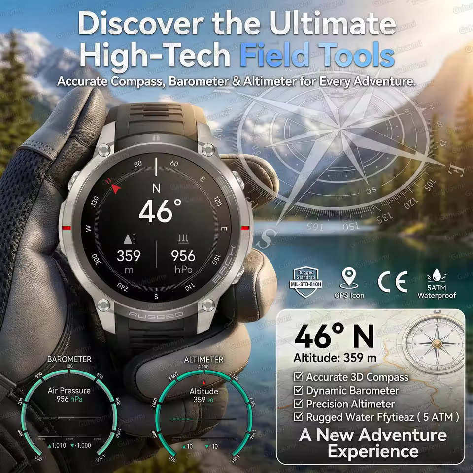NEW Rugged Military GPS Offlin - Smartwatch Rugged Watches For Men review and price