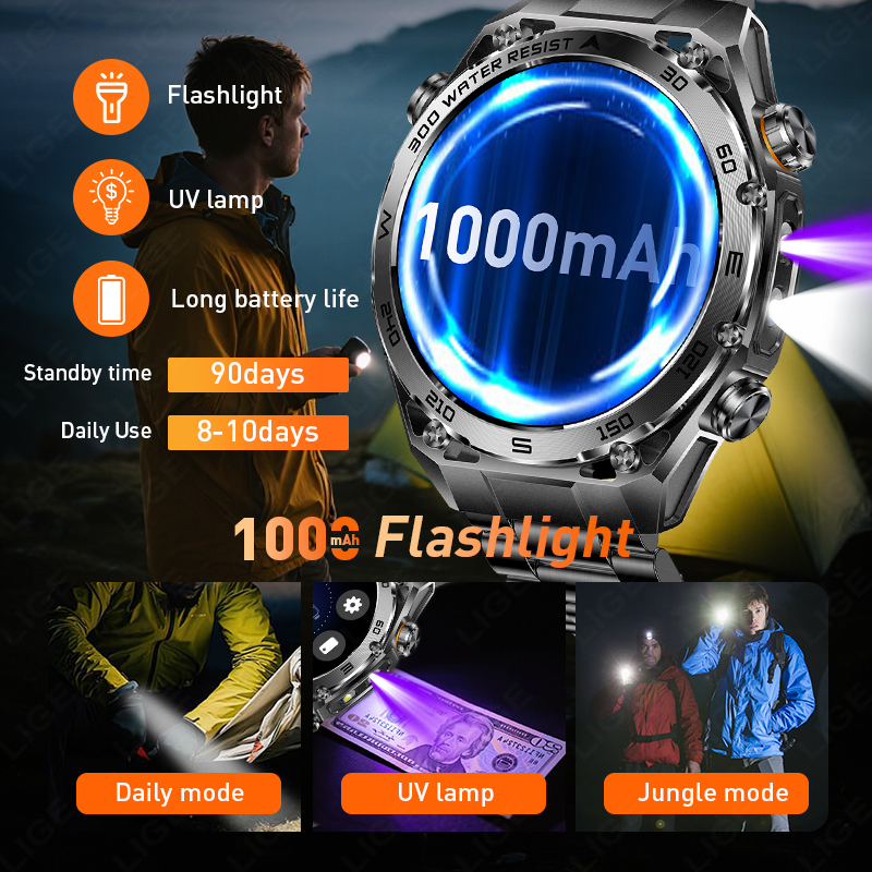 Military Metal Body Smart Watc - Smartwatch Rugged Watches For Men review and price