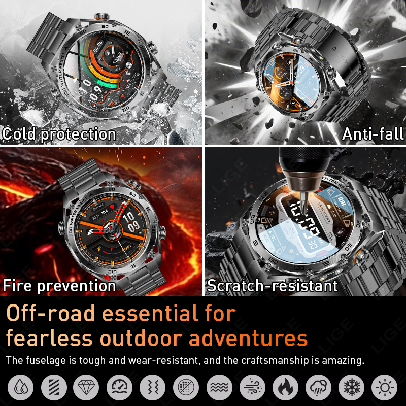 Military Metal Body Smart Watc - Smartwatch Rugged Watches For Men review and price