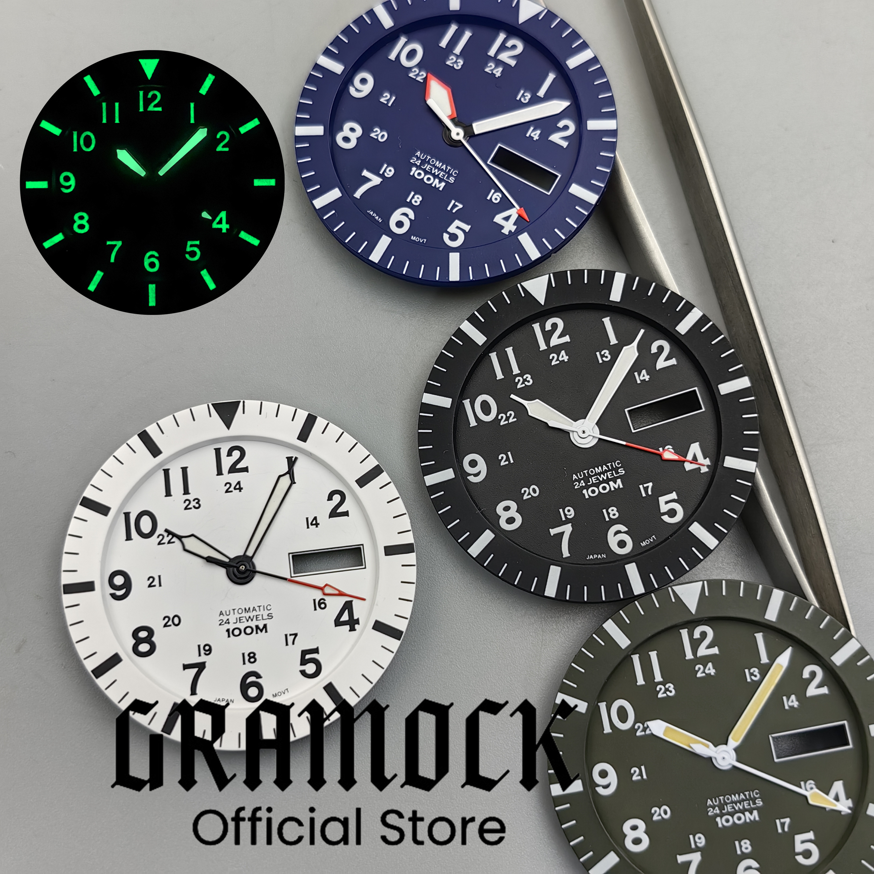 Gramock Vintage NH36 Face 34.3 - Luminous Dial Face review and price