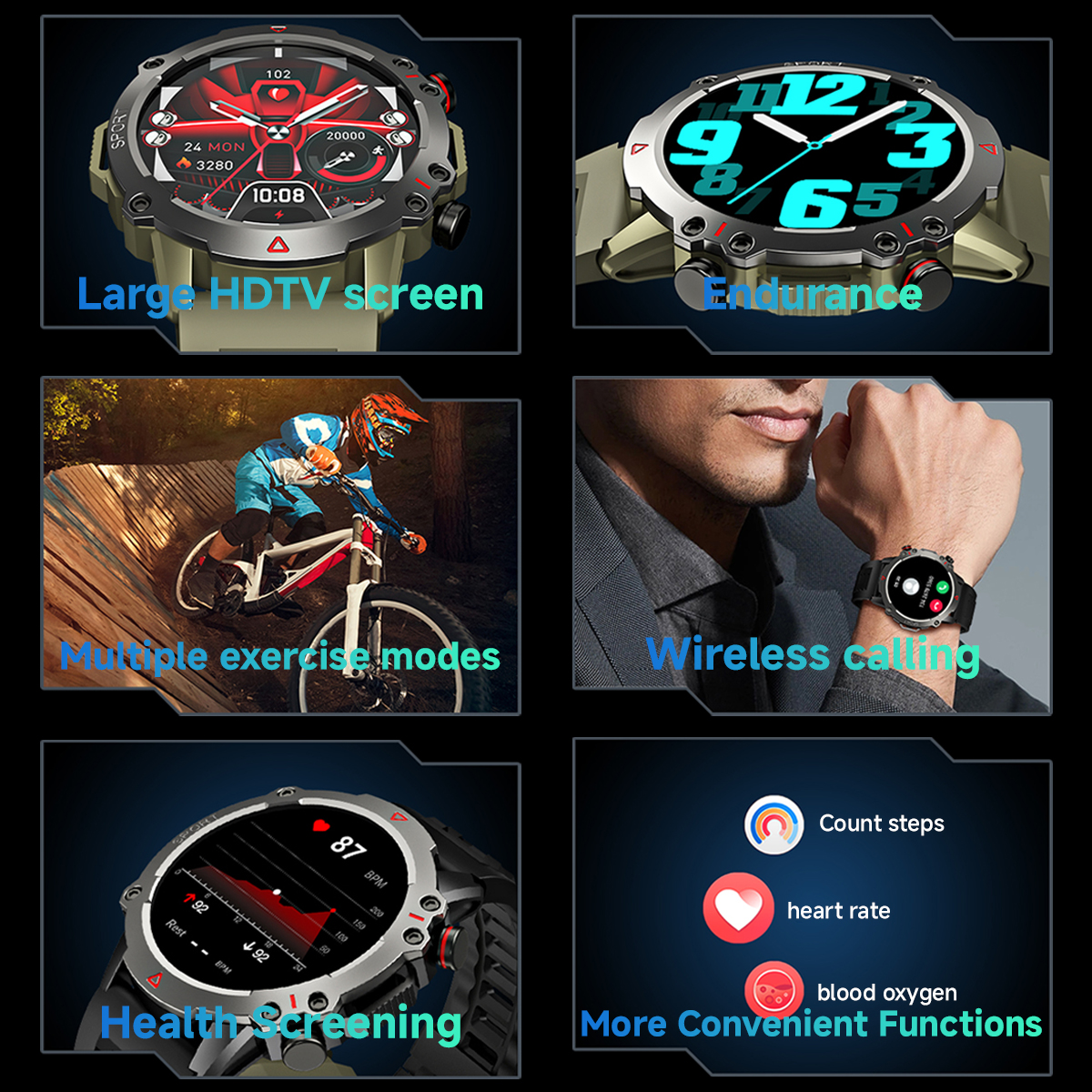 AMOLED SmartWatch Rugged Milit - Smartwatch Rugged Watches For Men review and price